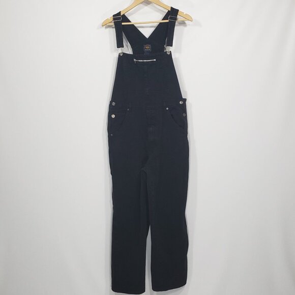 Vintage Route 66  Black Denim Overalls  Juniors Size 15-16 - Picture 1 of 5